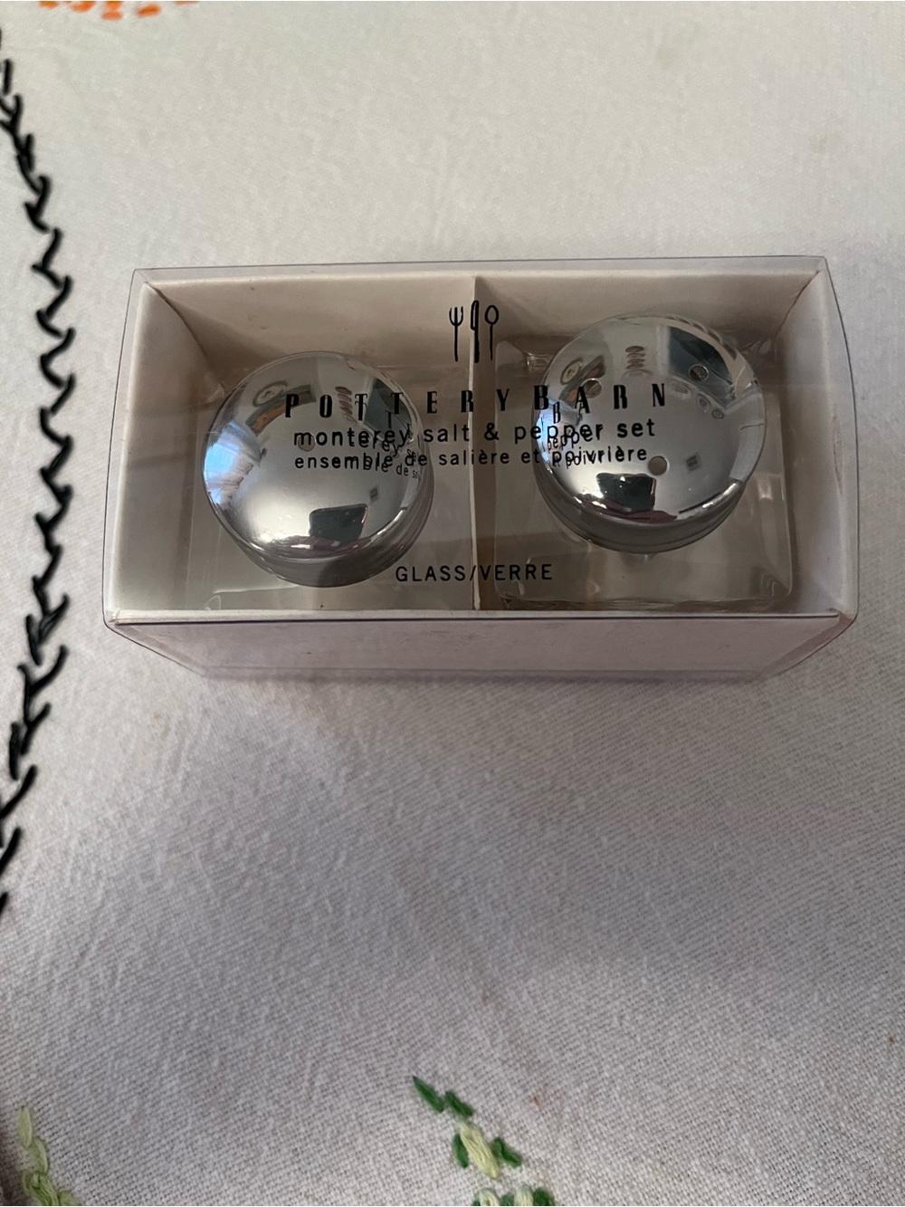 Pottery Barn Monterey Glass Salt & Pepper Shaker Set